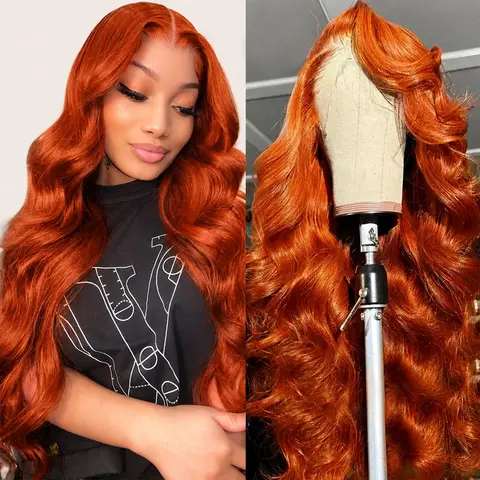 Women's Lumi Hair Beauty 13x6 HD Transparent Lace Front Synthetic Wig - 30in Body Wave/Straight, 220% Density, Pre-Plucked with Baby Hair, Affordable Ginger Wig for Women with Headband & Tape, Daily Wear