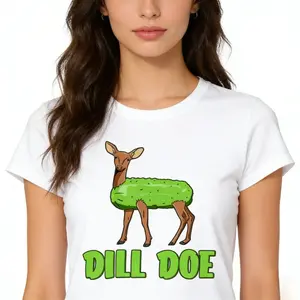 Funny Adult Humor Shirts For Women, Dill Doe Funny Adult Humor Funny Nature Deer Redneck T-Shirt Womenswear Casual Cotton