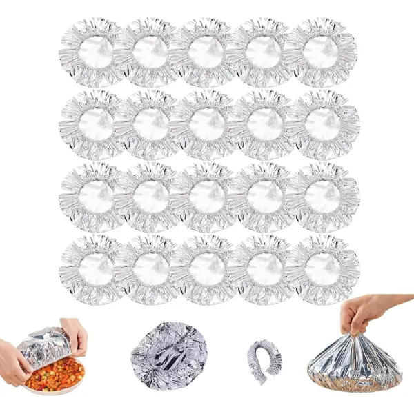 Home Dining Table & Food Container Aluminum Foil Heat-Retaining Cover, Reusable Thickened Aluminum Foil Food Cover, Heat-Resistant Insulated Food Cover, Thermal Heat Retention Lid for Plates, Bowls, Trays & Kitchen Food Storage (20 Pack)