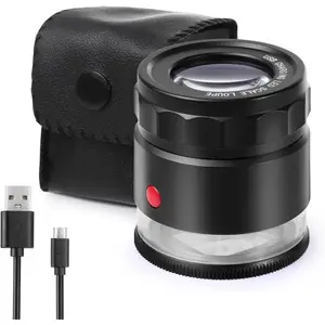 30X Loupe Magnifier, USB Rechargeable 8 Lights Portable Eye Loupe Sewing Magnifying Glass for Watches, , , ,