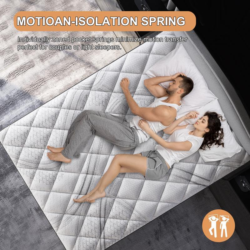 12"14" Twin Full Queen King Size Mattress in a Box Hybrid Spring Gel Memory Foam,  Euro Top Medium Firm Ergonomic Mattresses for Motion Isolation, Edge Support, 100 Night Trial