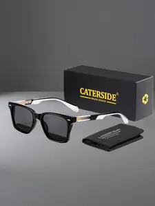 Unisex Square Full Frame Sunglasses, Uv400 Protection, Metal & Plastic Blend, Casual Style, All Seasons, Travel Beach Music Festival Party