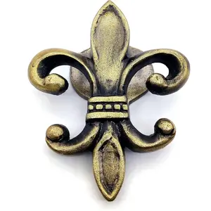 Fleur De Lis Victorian Antique Style Handcrafted Cast Iron Door Knocker Doorbell, Decorative Hardware for Home Doors