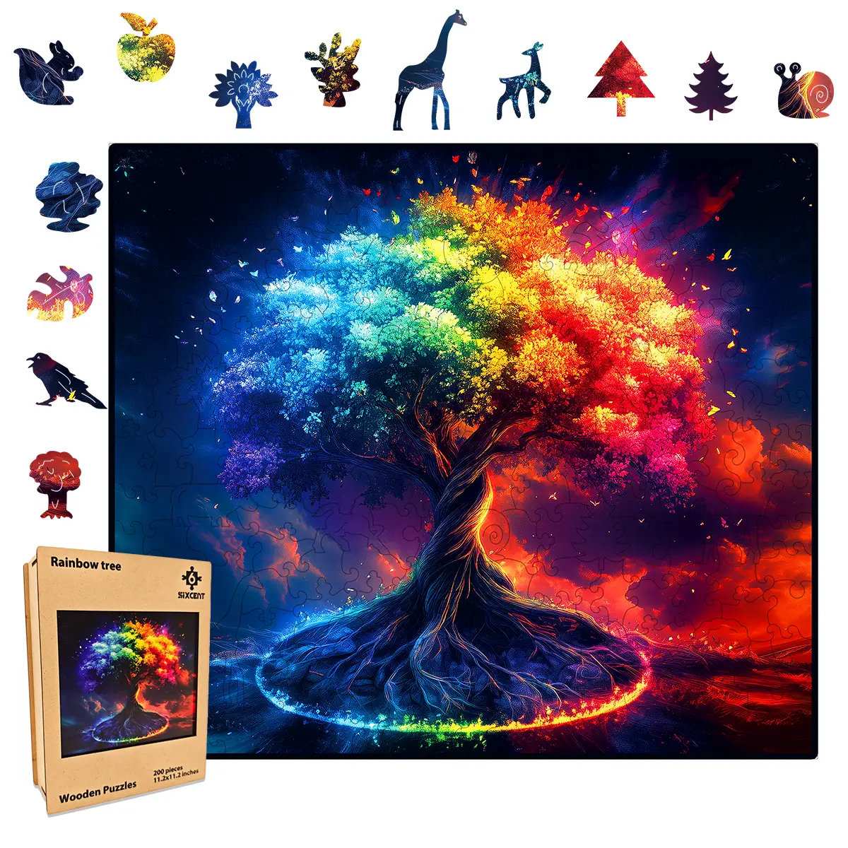 Wooden Puzzles,Animals and plants Jigsaw Puzzles,Unique Shaped,Wooden Puzzle for Adults and Kids,Hoilday Gift,Family Game,Laser Cut,Sublimation Puzzle