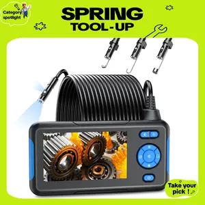 #TikTokShopSpringGlowUp Dual Lens Endoscope Borescope Camera with 8 Adjustable LED Light 16.5ft Semi-rigid Cable, IP67 Waterproof 8.0mm Snake Camera, Multifunctional Inspection Tools for Car, Sewer, Plumbing, Home Appliance, Pipe Maintenance Man Gift