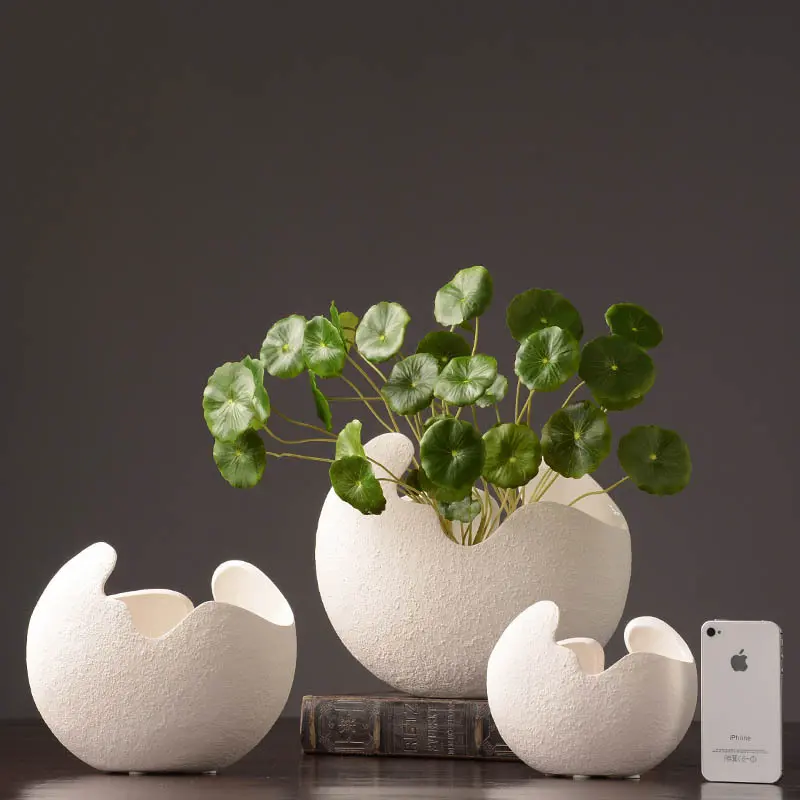 WALKING ON EGGSHELLS minimalist Easter white ceramic decoration vase