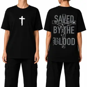 Edgy Christian Cross Graphic Tee for Men & Women, Spiritual Faith Shirt Cotton Blend, Religious Inspirational Top, Holy Cross Back Print, Streetwear Oversized, Trending Christian Apparel