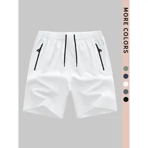 Men's Solid Color Zipper Pocket Shorts, Casual Comfy Breathable Athletic Shorts for Summer, Shorts for Men, Men's Bottoms for Daily Wear, Men Shorts, Jogging Shorts, Breathable Fitness Shorts, Summer Sports Shorts, Workout Shorts, Streetwear Sports Shorts