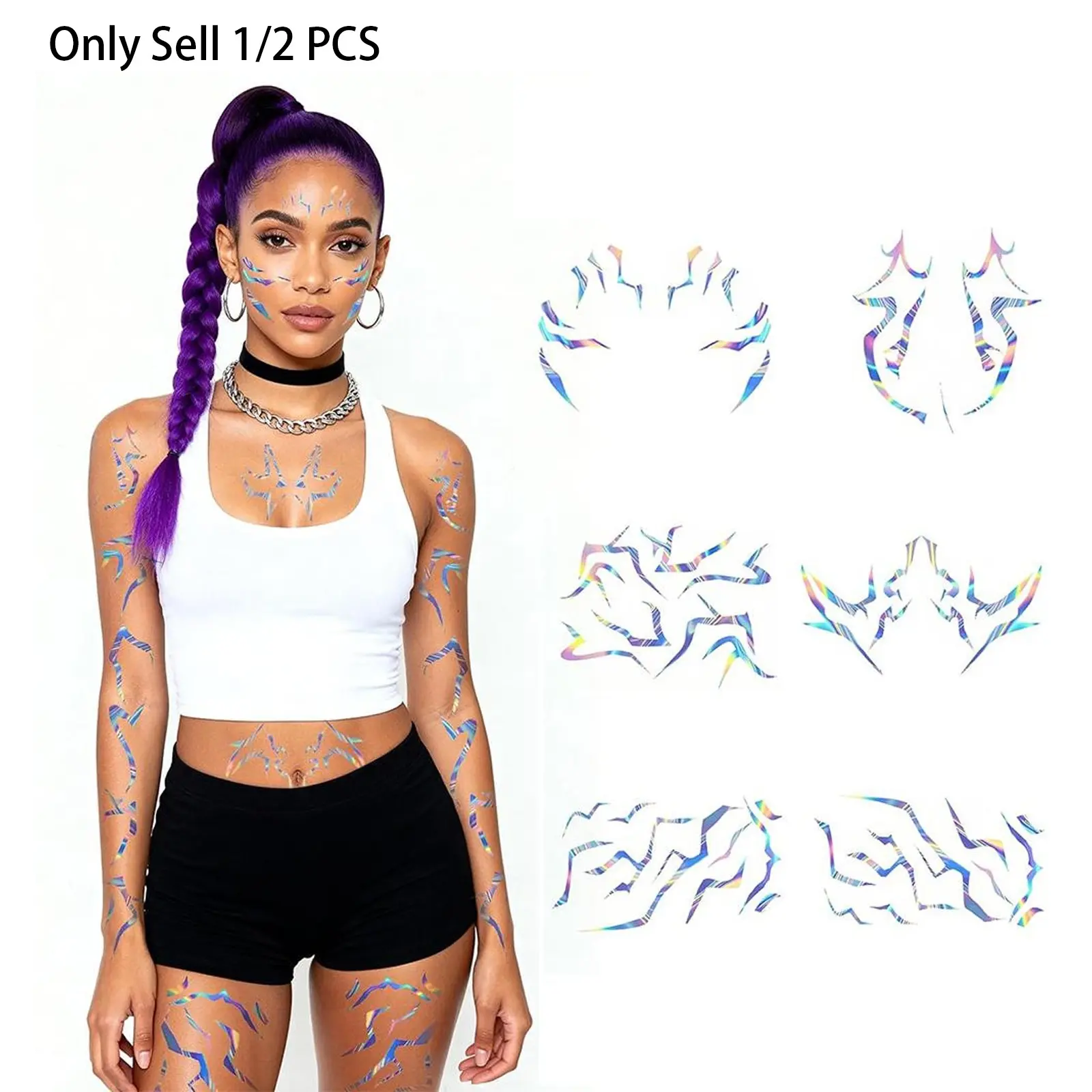 1/2 Sets Temporary Tattoos, Movie Anime Purple Temporary Tattoos Dance Cosplay, Cosplay Tattoos Stickers, Realistic Waterproof Body Art for Cosplay, Halloween, and Party Makeup, Cosplay Accessories for Cosplay