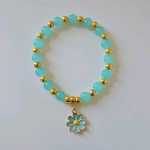 Daisy Charm Bracelet with Color Variety Beads and Gold Tone Accent for a Chic Look