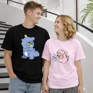 Cute Dinosaur Couple Shirts – Funny Matching Cartoon T-Shirt for Boyfriend Girlfriend, Valentine’s Day Gift