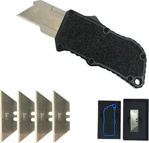 utility knife, EDC Auto Box Cutters Heavy Duty Cardboard Cutter, Replaceable Blade Pocket Knife With Clip, With 5pcs Spare Blades