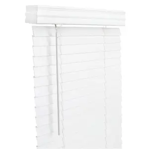 Living Accents 5005742 2 in. Faux Wood Cordless Blinds, White - 46 x 60 in.
