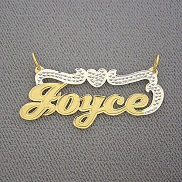 Personalized Gold Name Pendant Two Tone Charm Chain NT16