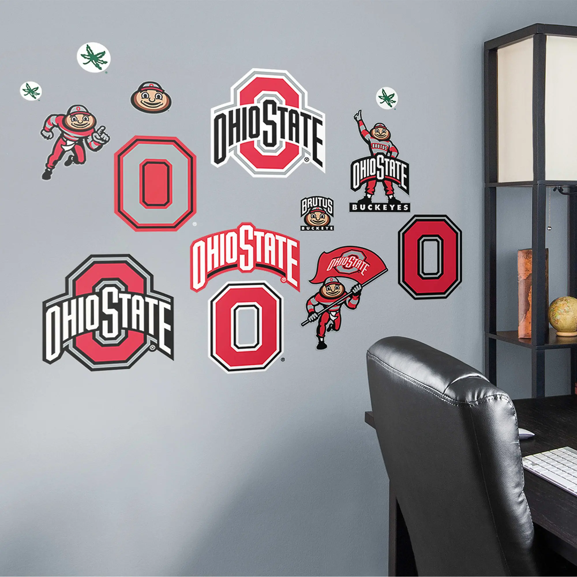 Official NCAA Ohio State Buckeyes RealBig Logo Assortment Reusable Vinyl Wall Stickers, Decorative Home Decor Decals