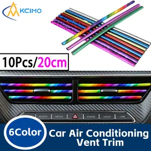 10 Pcs Car Air Vent Decorative Strips, 20cm PVC Material, Interior Modification Parts, Vent Outlet Decoration, Door Corner Protection Strip