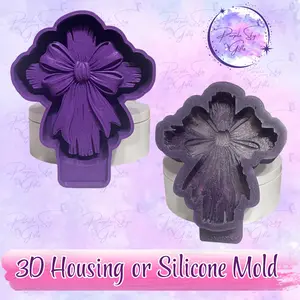 3D Wooden Cross With Bow Flexible Silicone Casting Mold, Decorative Cross Molding Mould for DIY Candle & Soap Making, Casting Mold Moulds, Cross Mold Moulds
