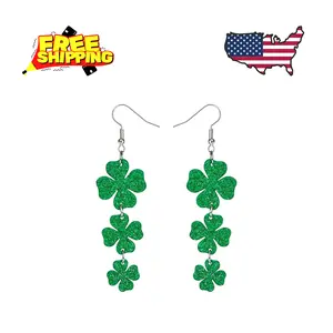 Earrings for Women: Green Shamrock Dangle Earrings, Good Luck Shirt, Irish Party Favor Gift