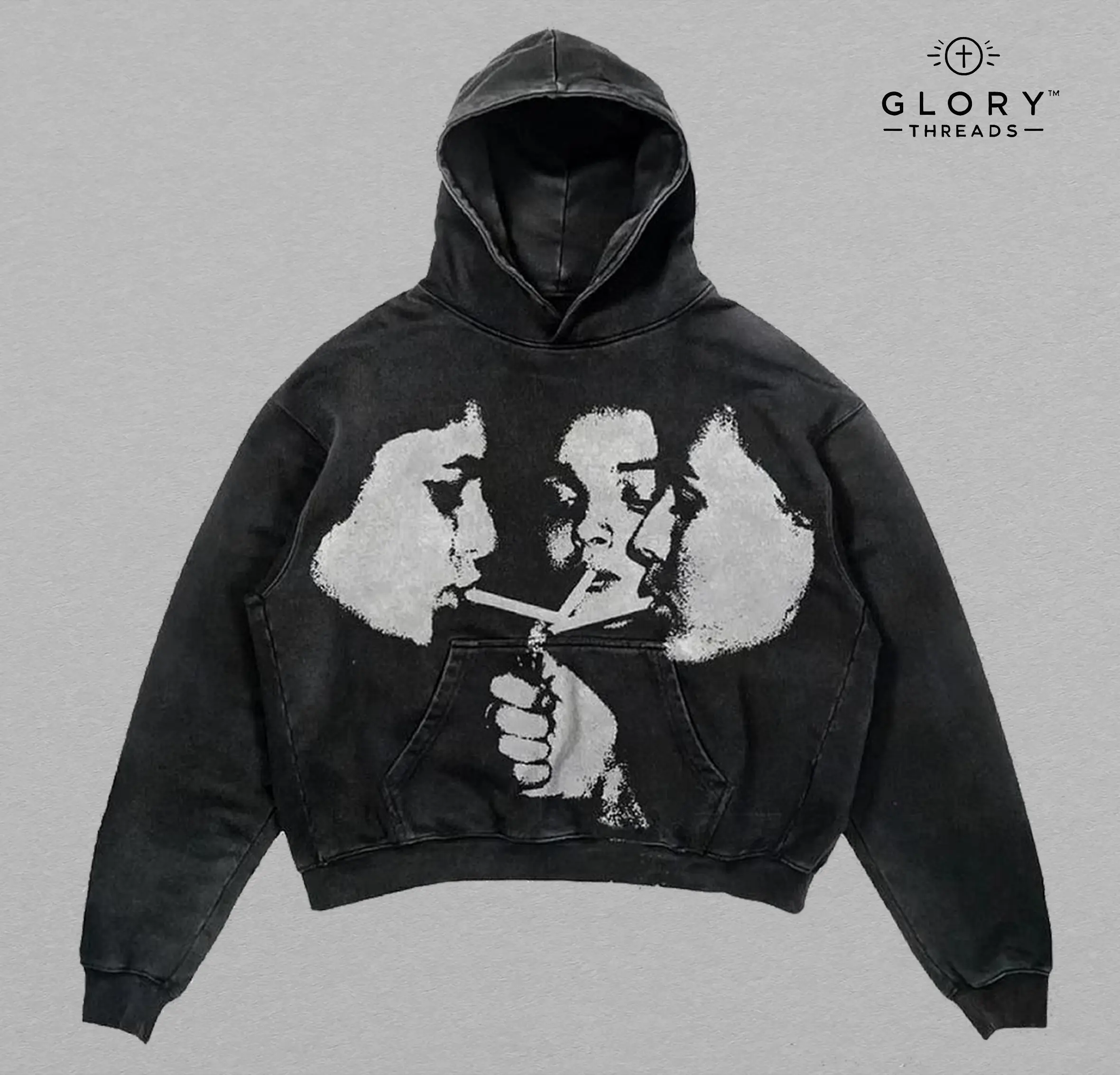 Vintage Hip-Hop Hoodie Washed, Hip Hop Tee, Hip Hop Streetwear, Graphic Hoodie , Menswear, Mens, Tops, Gym Pump Cover