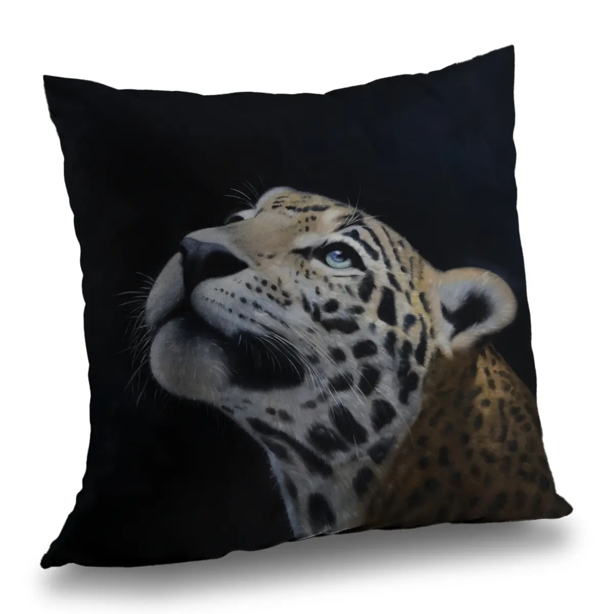 360 Stand 14x14 in. Realistic Leopard Face Throw Pillow - Poly Twill African Feline Animal Motif Textile, Vibrant Print Soft Furnishing for Home Decor (C1PT14145AEZ6A), Animal Standard Pillows, 14 X 14 In., African Feline Decor, Animal Theme