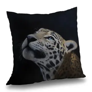 Begin Home Decor C1PT14145AEZ6A 14 x 14 in. Realistic Leopard Face Throw Pillow - African Feline Decor