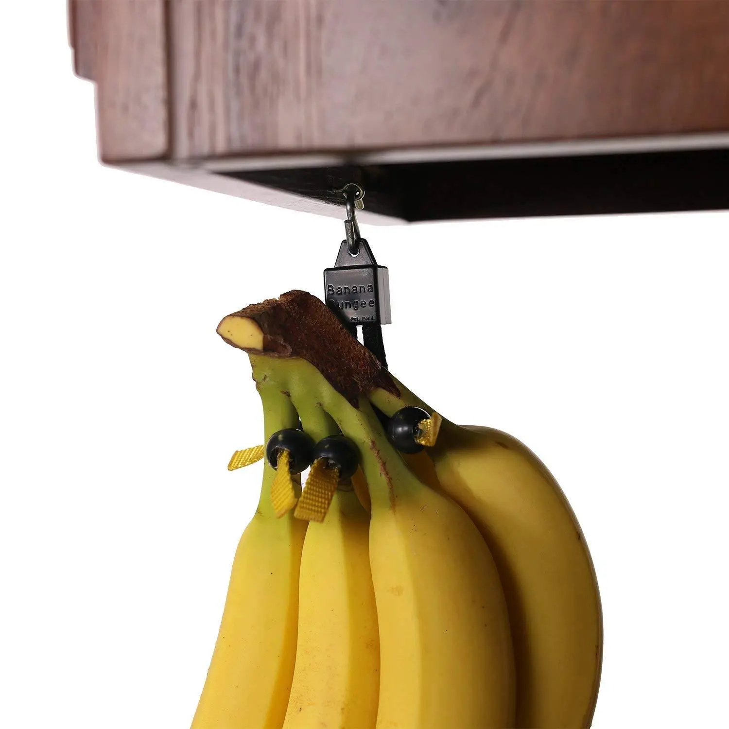 Banana Bungee – Holder with Eye-Screw Connection Hardware – Holds Multiple Bunches or Single Banana; Made in USA Space Saver Organiser Hangable Fruit Kitchen