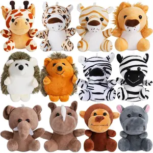 12 Pcs Small Stuffed Animals Bulk - 4.5 Inch Mini Plush Toys for Kids, Plush Keychain, Carnival Prizes, Claw Machine Prizes, Classroom Treasure Box, Pinata Stuffers, Baby Shower Decorations