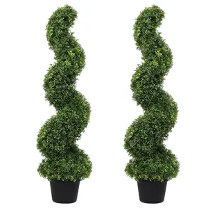 Artificial Boxwood Spiral Topiary Trees, 97CM Tall (2 Pieces) Faux Plant Outdoor, All-Year Green Fake Plant with Replaceable Leaves for Decorative/Indoor/Porch/Garden tools gadgets raised