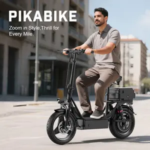 Pikabike K11 Electric Scooter Bike for Adults - 500W (Peak 650W) Powerful Motor, 25MPH Top Speed, 35-Mile Range, 14" Pneumatic Tires, Removable Trunk + Adjustable Seat, Dual Suspension Brakes, Perfect for Commuting & Leisure