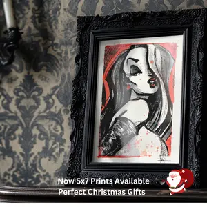 Mrs. Rabbit Pin-Up Screen-Printed Hand-Made Signed 5x7 Print