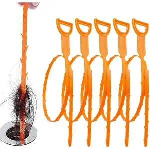 5 Pack 25 Inch Drain Snake, 2025 New Clog Remover, Flexible Hair Removal Tool for Bathroom and Kitchen, Durable Pipe Cleaning Tool for Homeowners (5 Pack)