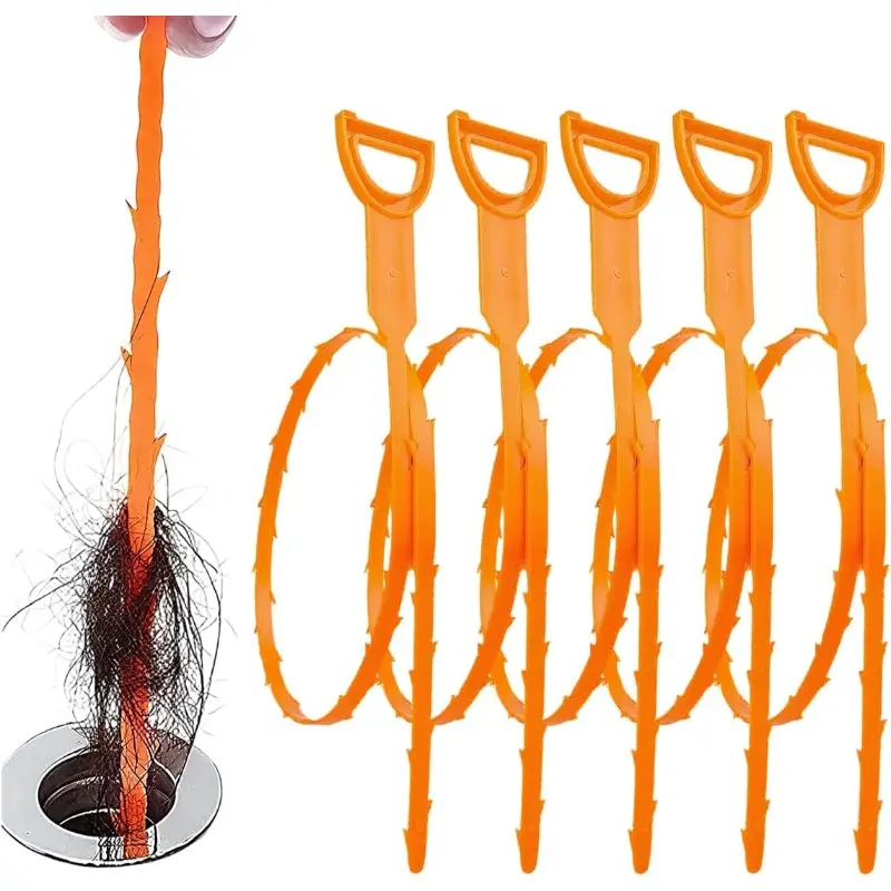 2025 New 5-Pack 25-Inch Snake Shape Drain Snake Bulk Pack, Flexible Easy-Handling Hair Remover, Durable Pipe Cleaning Tool for Bathroom, Clean Hard-to-Reach Sink Pipes for Homeowners
