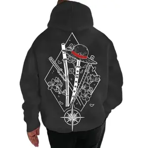 One Piece Manga Hoodie, Minimalist Manga-InspiredSweatshirt, Iconic Straw Hat Design, Anime graphic lover t-shirt graphic tees