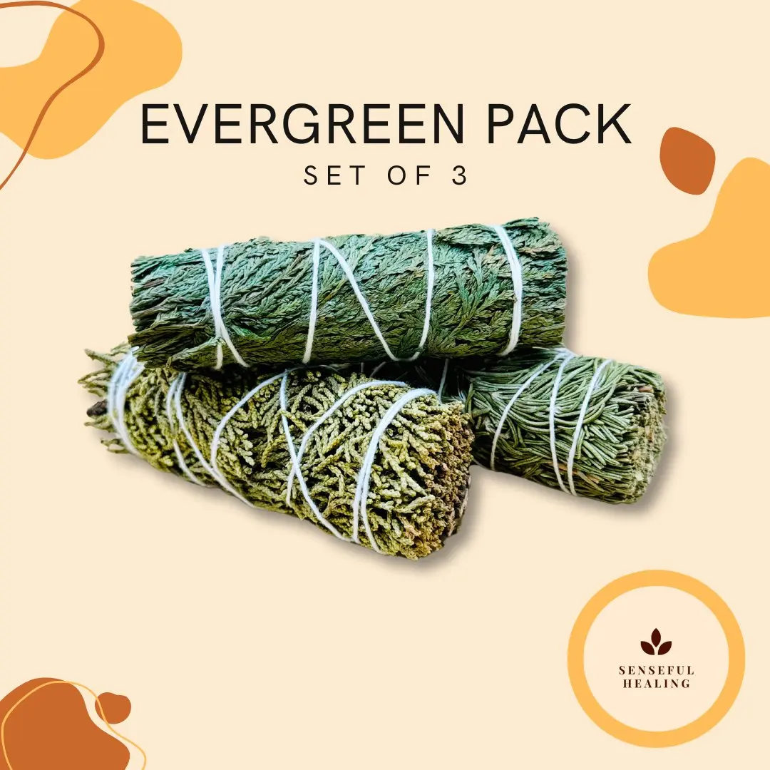 3-Pack Eco-Friendly Evergreen Smudging Set - Juniper, Cedar, Rosemary, Sage Smudge Sticks, Woody Scent for Home Supplies, Space Cleanse, Protective Home Fragrance, Three Packs