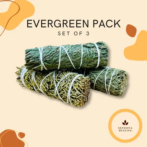 3-Pack Eco-Friendly Evergreen Smudge Sticks Set - Scented Pack with Woody Juniper, Cedarwood Scent, Rosemary, Sage Aroma, Free Smudging & Blessings Guide for Spiritual Users, Home Fragrance Space Cleanse Supplies