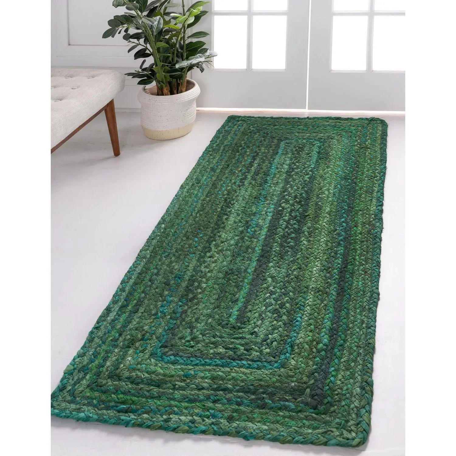 Rugs.com Braided Chindi Area Rug - Braided Edge Home Decor Piece for Boho Bohemian Spaces, Home Decor Rug, Boho Bohemian Area Rugs