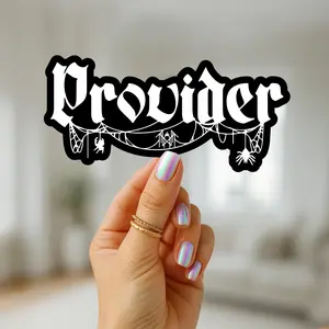 Provider Sleep Token Sticker Gothic Font with Spiders & Webs, Dark Aesthetic Band Sticker for Notebooks, Laptops & Water Bottles, Perfect Gift for Worship Fans, Alt Girls, Metalheads & Alternative Music Lovers, Creepy Cute Band Accessory