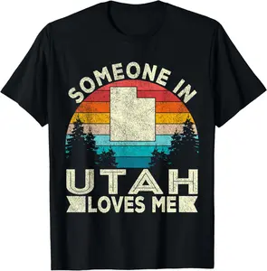 Someone In Utah Loves Me Retro Utah T-Shirt Cotton Fabric