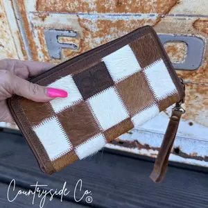 Stockdale Checkered Cowhide Wallet