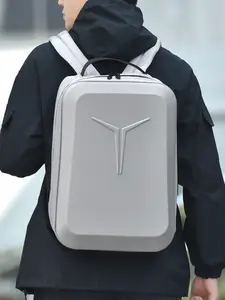 1pc Men's hard shell functional backpack with 3D embossed logo, a sleek carry on bag for business commuting, school, travel, and city travel, essential for men's travel