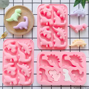 1PC 8 Cavity Silicone Dinosaur Mold 3D Baking Mold for Chocolate Candy Pudding Cookies Cake Decorating Flexible Non Stick Kitchen Baking Tool