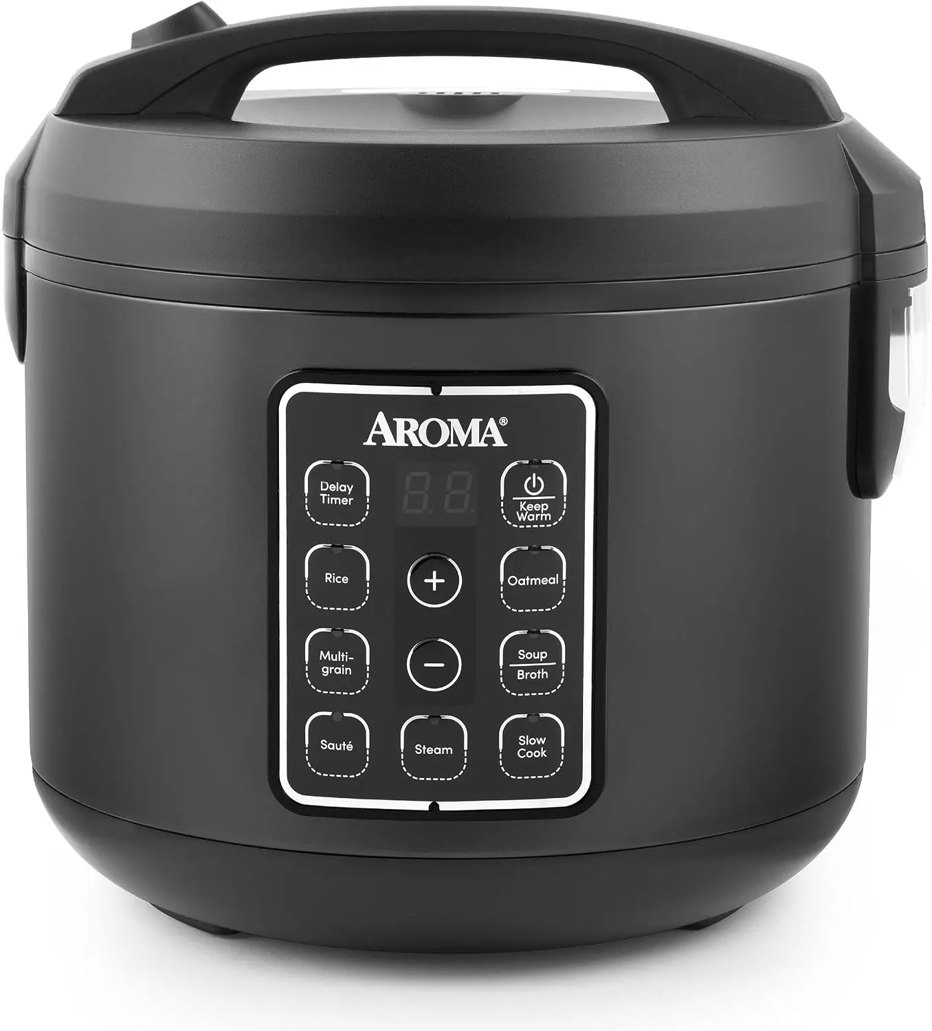 AROMA® 6-Cup (Uncooked)/12-Cup (Cooked) Digital Multicooker - 3 Qt Black Cookware with Auto Keep Warm, Steamer, Slow Cooker, Oatmeal & Grain Cooker Functions, Model ARC-966BD