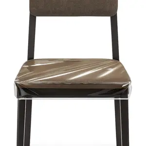 4 Pack Dining Chair Covers, Clear Seat Cover Covers PVC Seat Protector Waterproof Scratch Resistant Slipcovers with Belt Strap Fits Most 21"- 23" Chair