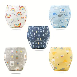 5pcs Training Pants for Boys and Girls, Breathable Potty Training Underwear, Soft Absorbent Leak-Proof, Washable Learning Pants, Washable Diapers