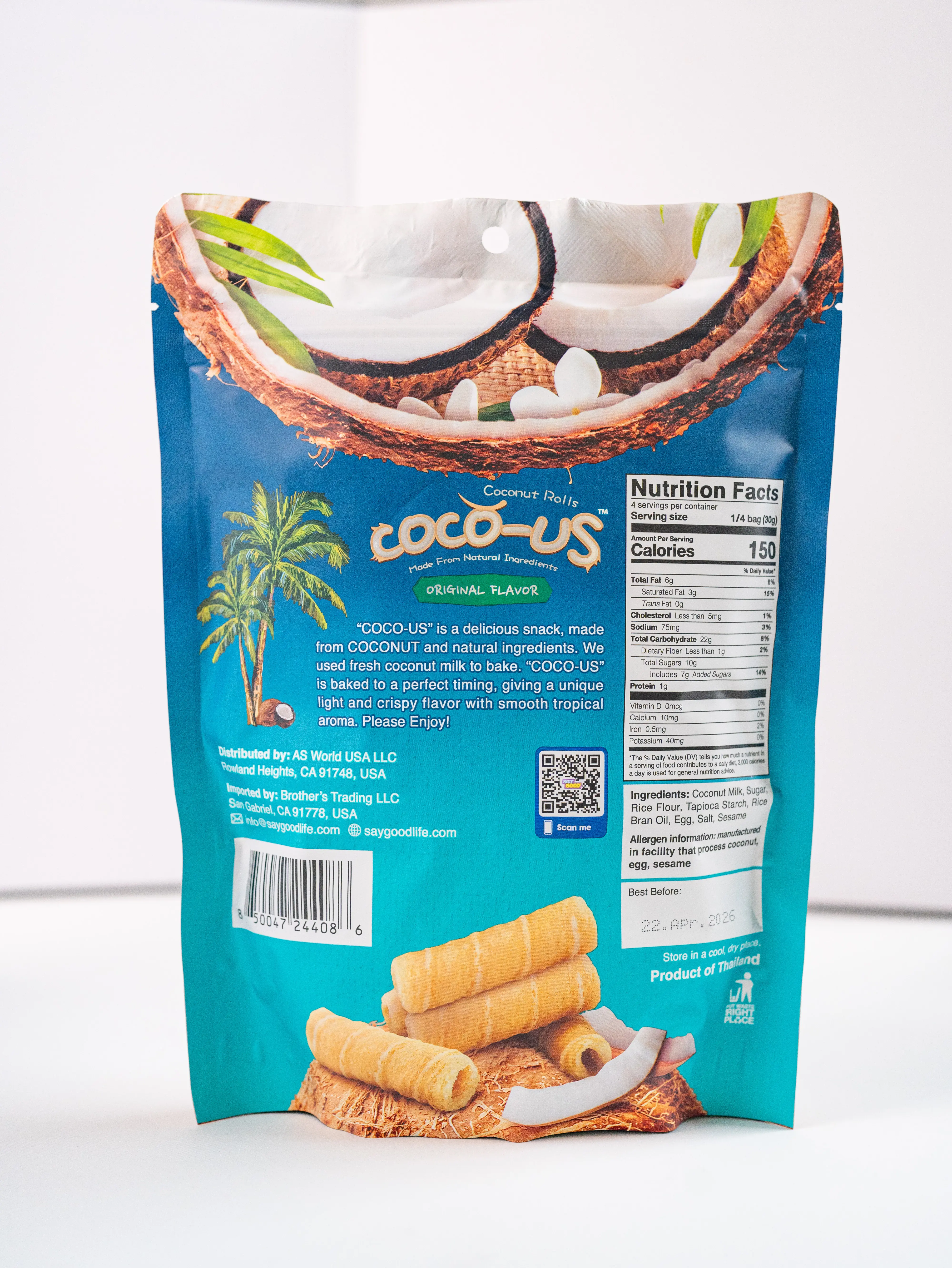 Coco-Us Coconut Roll, 120g Classic Flavor Baked Snack, Ambient
