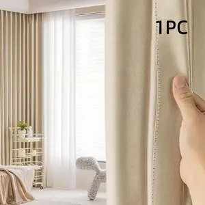 Solid Color Curtain, 1 Count Modern Simple Blackout Curtain, Window Drapes for Home Living Room Bedroom Hotel Decor Home Textile, Home Decoration Curtain, Blackout Window Cover