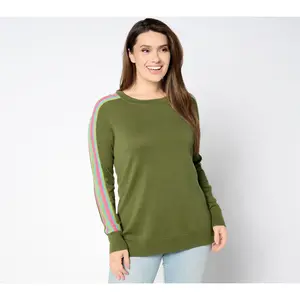 Belle by Kim Gravel Varsity Vibes Crochet Stripe Sweater