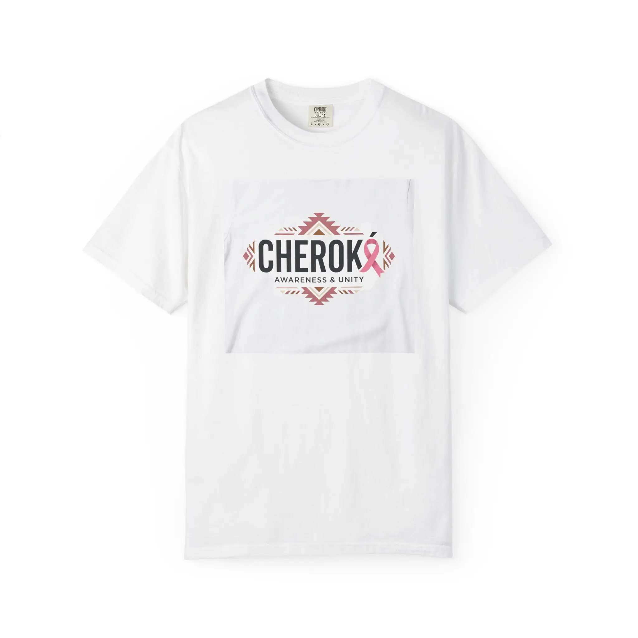Cherokee Awareness Ribbon T-Shirt | Native Pattern, Breast Cancer Awareness