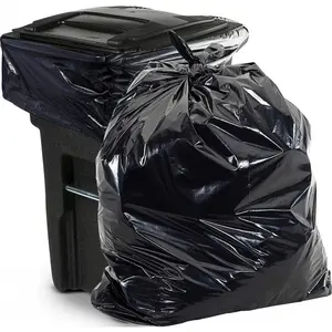 65 Gal Black Heavy Duty Garbage Bags 1.5 Mil - 50"x 48" - Pack of 50 - For Contractor, Outdoor, Construction, & Storage