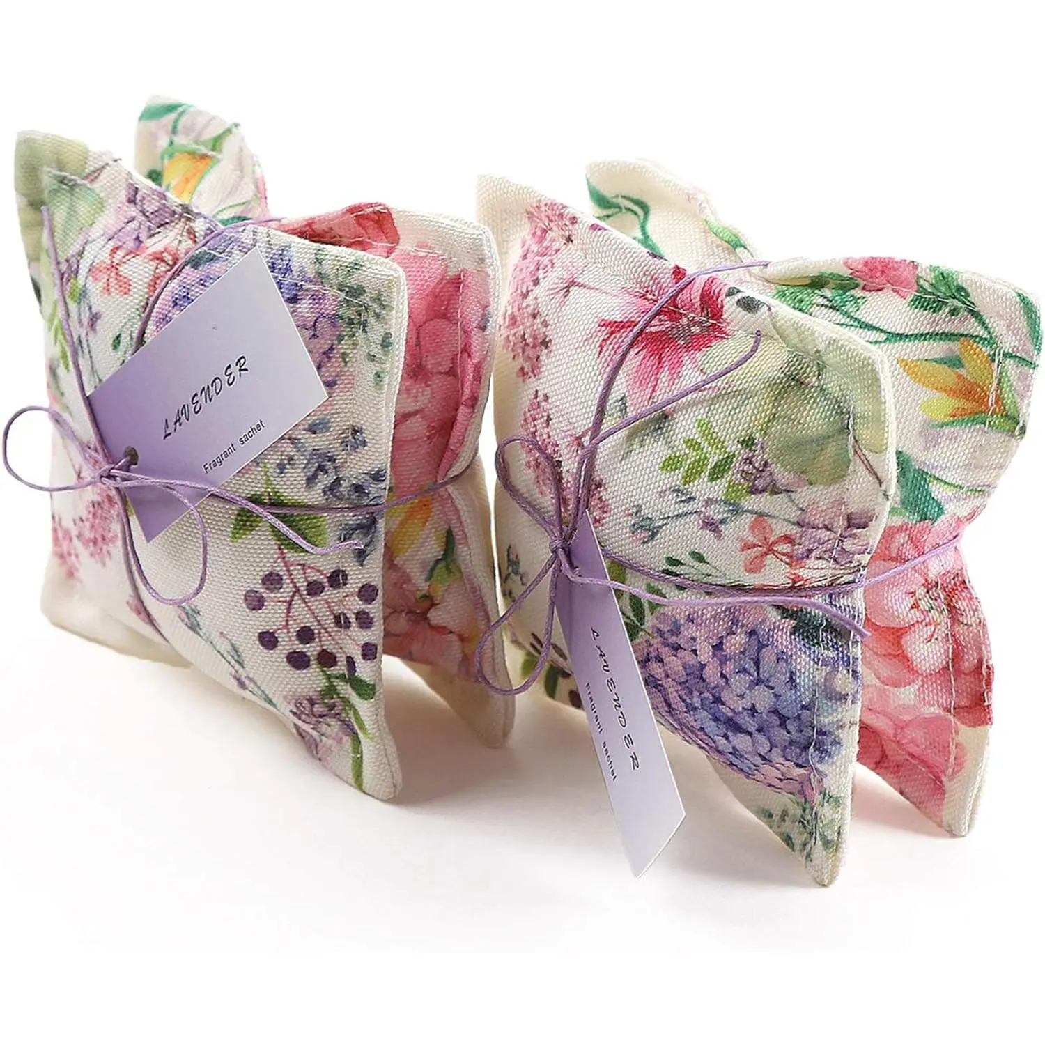AUCUDA 4 Pack Lavender Scented Sachet Bags Pillow for Drawers and Closets, Potpourri Packets for Women Clothes, Handcraft Wedding Fragrance Mesh Pillow Summer, Bedroom Indoor Organza Fresheners Dried.